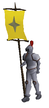 Knight holding a banner
